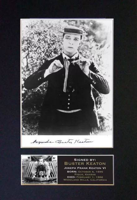 #20 BUSTER KEATON Reproduction Signature/Autograph Mounted Signed Photograph A4