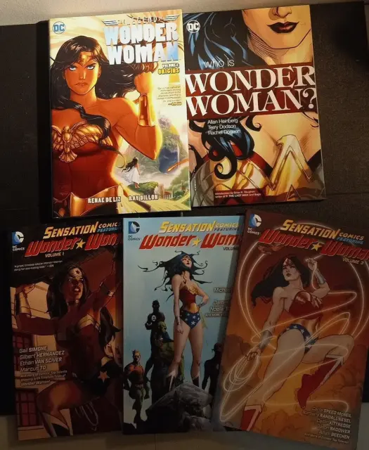 Wonder Woman Graphic Novel Lot of 5 Books - Sensation Comics, Origins, Who Is...