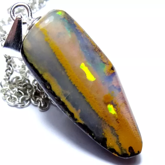 Australian Boulder Opal Jewellery Pendant Necklace 925 Sterling Silver Video