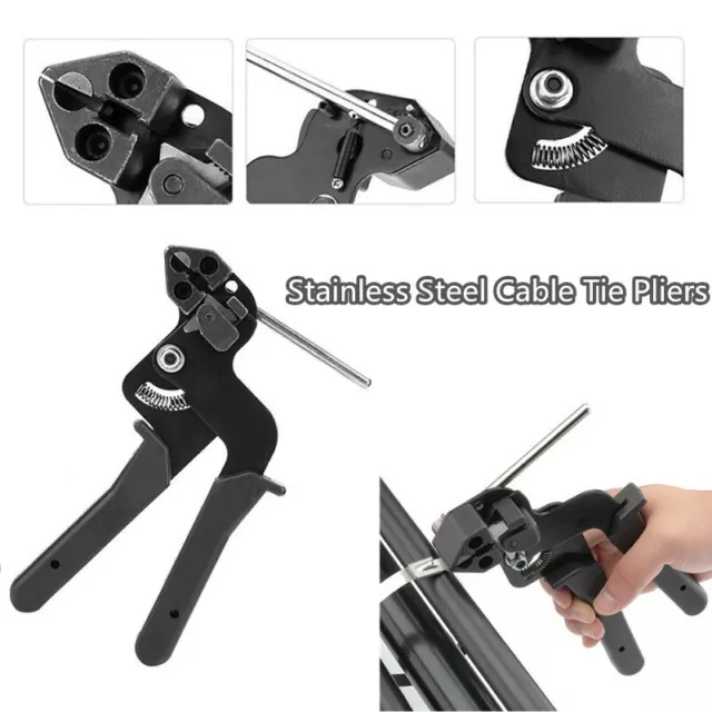 Stainless Steel Metal Cable Tie Fasten Gun Pliers Crimper Tensioner Cutter Tools