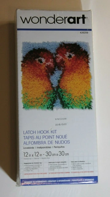 Kit de gancho de pestillo Wondert 12""X12"" agapornis-nuevo en paquete, manualidades de principiante a intermedio