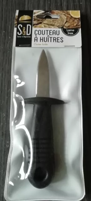 Couteau à huitres manche NOIR lame en acier inoxydable marque S&D