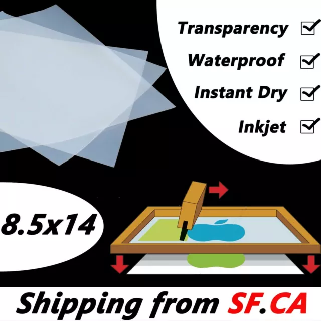 8.5" x 14"，Premium Waterproof  Inkjet Milky Transparency Film Paper 75 sheets