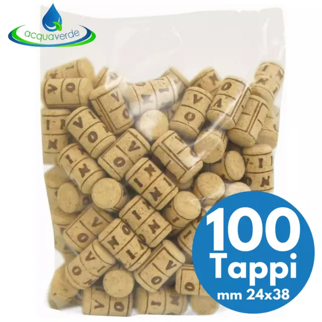 100 TAPPI IN SUGHERO AGGLOMERATO TAPPO PER IMBOTTIGLIAMENTO VINO mm � 24x38