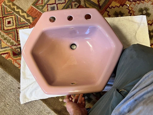 Used KOHLER Hexsign Hexagon K-2931/2930-8-45 Hex Sink WILD ROSE (pink)