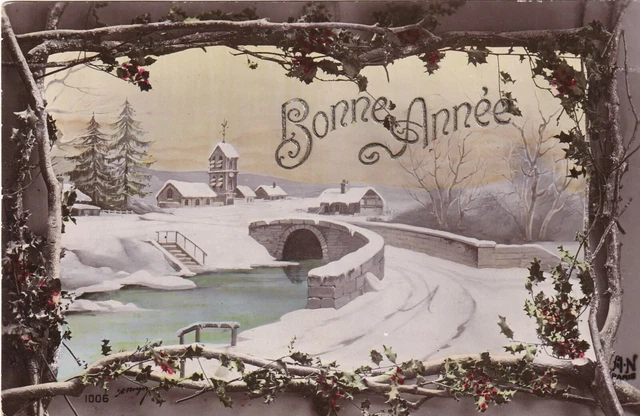 Cpa Fantase / Bonne Annee / Paysage Sous La Nege / Gaufree • EUR 3,80