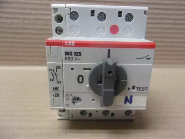 ABB MS 325 MS325 690v Manual Motor Starter 3 pole 25 amp auxilary contact HK-20