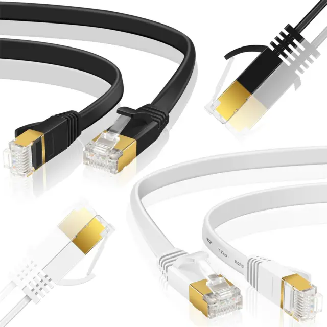 RJ45 Netzwerkkabel Patchkabel Flachkabel CAT 7 PC DSL LAN Kabel Ethernet Flach