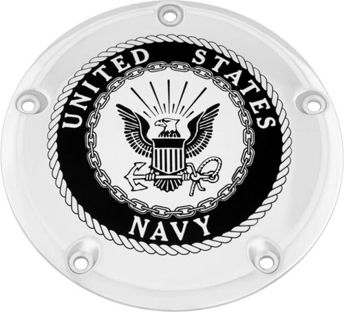 Chrome Navy Derby Cover Custom Engraving NAV15-12