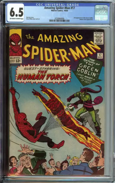 Amazing Spider-Man #17 Cgc 6.5 Ow/Wh Pages // 2Nd App Of The Green Goblin 1964