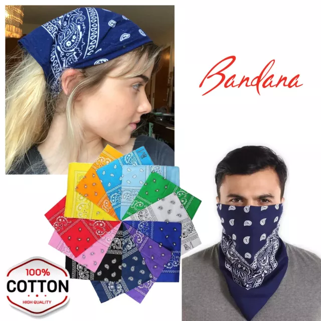 USA Seller 100% Cotton Paisley Bandanas 22"X22" Scarf Head Neck Bandannas