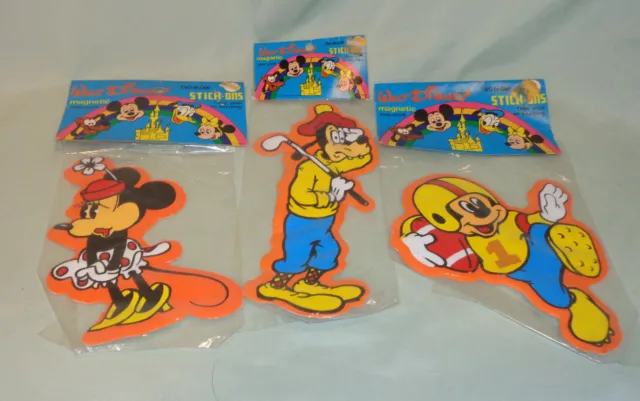 Disney Minnie Mickey Mouse Goofy SEALED Puffy Sticker Magnet  Pie Cut Eyes