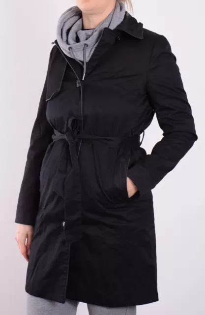 H&M Mantel Jacke Coat Damen Gr.36 Übergangsmantel winddicht Schwarz 126863