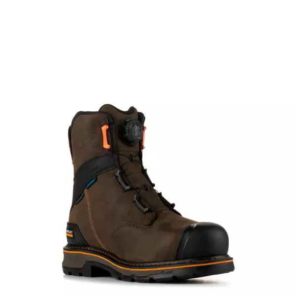 MEN'S DARK BROWN Premium Full-Grain Leather Lace Up Work Boots $162.00 ...
