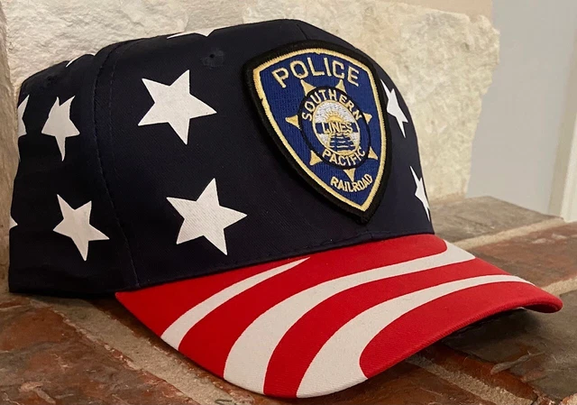 Cap / Hat -Vintage SOUTHERN PACIFIC Railroad Police (SP)- #2234F-flag colors-NEW