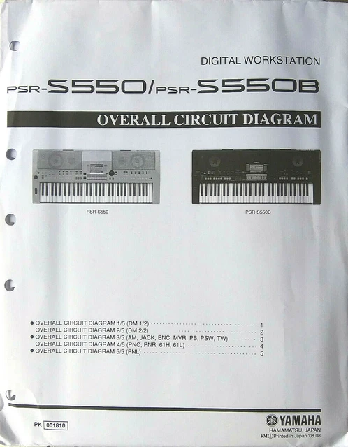 YAMAHA PSR-S500 PSR-S550B Keyboard Original Overall Circuit Diagram