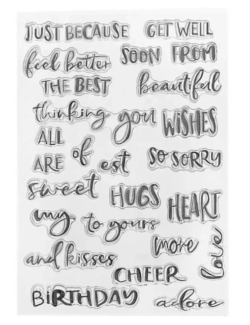 25 Words Clear Stamps-Common Sayings/Sentiments Stamps-Card-Hugs/Kisses/Love