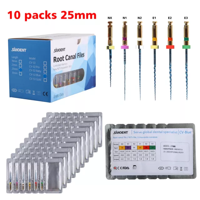 25mm SANDENT Dental Rotary NiTi Files Endodontic Endo U-Files Mixed Universal ce