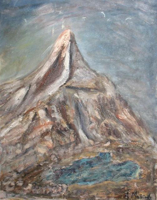 1957 PEINTURE À l’huile expressionniste paysage de montagne EUR 175,37 ...