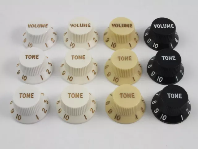 Genuine FENDER STRATOCASTER KNOBS Set 1 Volume & 2 Tone in 4 Colours