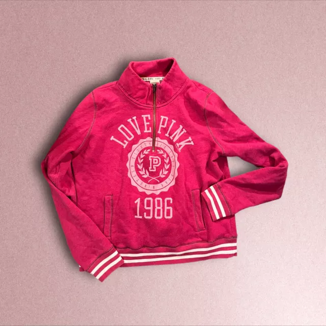 Women’s LOVE PINK By VICTORIA’S SECRET Half Zip Sweatshirt Size Large L