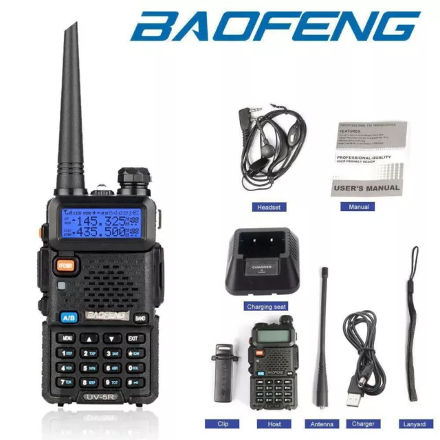 1pc Baofeng UV-5R Dual-band Walkie Talkie UHF VHF Ham FM Two Way Radio+Earpiece
