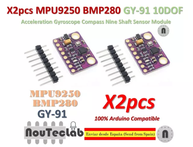 2pcs MPU9250 BMP280 10DOF Acceleration Gyroscope Compass Nine Shaft Sensor GY-91