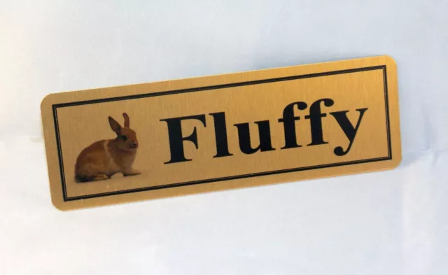 Personalised Rabbit Hutch Door Name Plaque Sign Gold