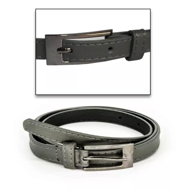 Simple Ladies Girls Women's Thin Skinny Pu Leather Adjustable Waist Belt