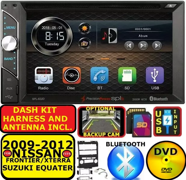 Fits/For Nissan Cd/Dvd Bluetooth Usb Aux Sd Mp3 Touchscreen Car Radio Stereo Pkg