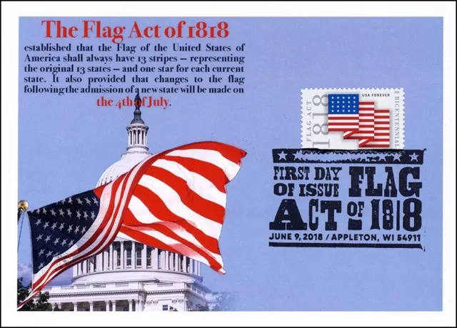 Sc. 5284 Flag Act of 1818 Dragon Cards FDC – Pictorial Postmark