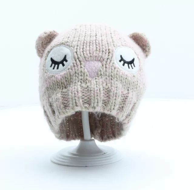 George Girls Beige Acrylic Beanie One Size - Owl