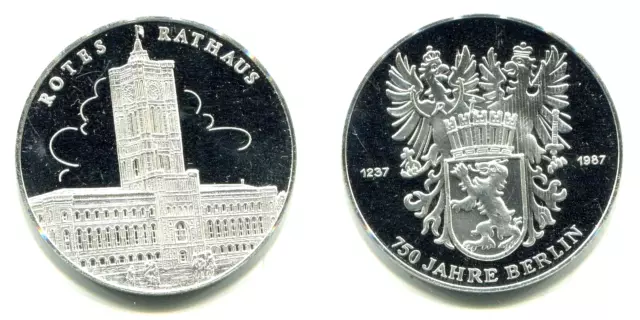 Silbermedaille 1987  "750 Jahre Berlin - Rotes Rathaus"  Ø 40mm