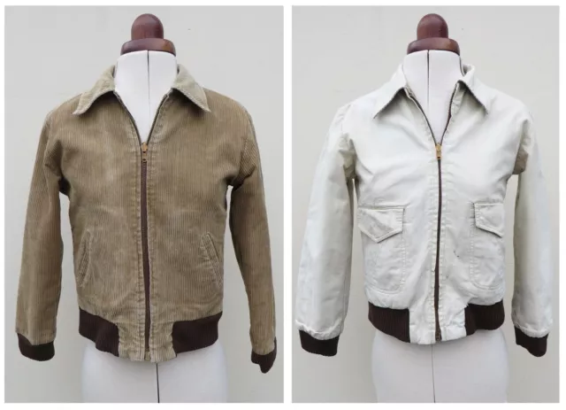 Bomber twill vintage bambini cammello reversibile velluto a coste/crema cotone jkt, petto 32"