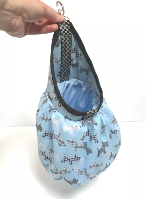 LARGE HANGING PEG BAG - Fully Lined - Scotties Dogs Light Blue *Hand Made UK*