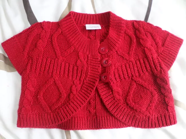 Top rosso all'uncinetto lavorato a maglia per bambina a maniche corte NEXT taglia 9-12 mesi