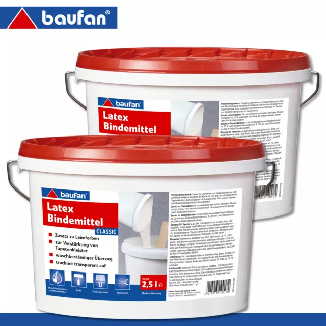 Baufan 2x 2,5L Látex Binder Classic Selladura Revestimiento De Papel Pintado