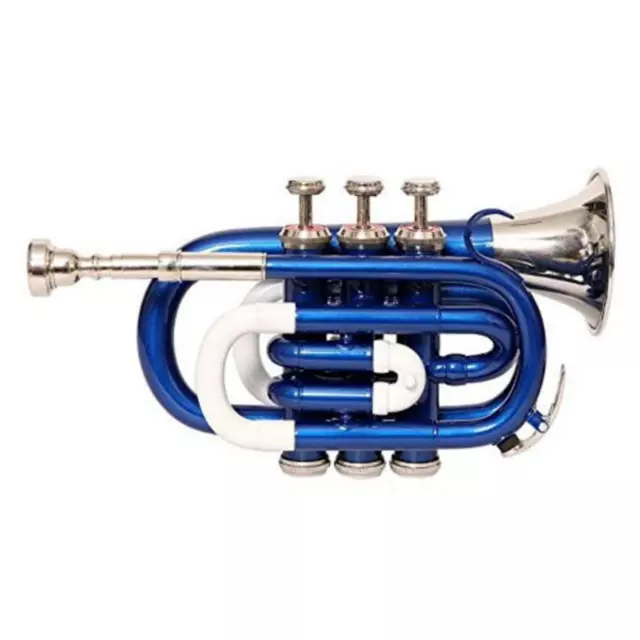 Pocket Bb Trumpet Blue Colour Brass Body For Student To Advance With M/P, H/Case