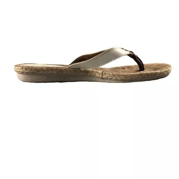 Bass Sunjuns Sunshine Womens Sz8 White Espadrille Flip Flop Sandals, Cork