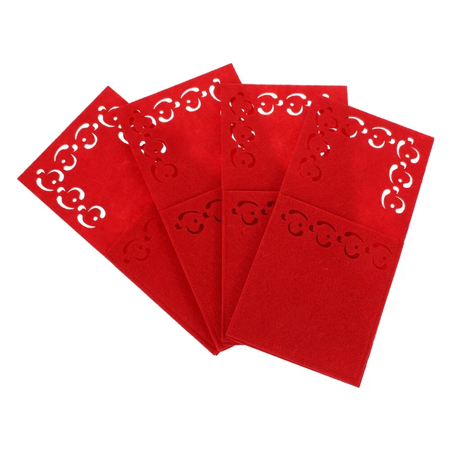 4 PIEZAS Bolsas de sujeción de cubiertos portátiles de tela no tejida adorno de Navidad