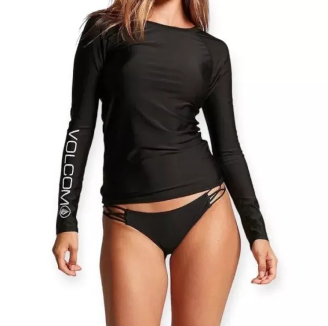 VOLCOM Simply Core Long Sleeve Rash Guard Black Women's Cover Up