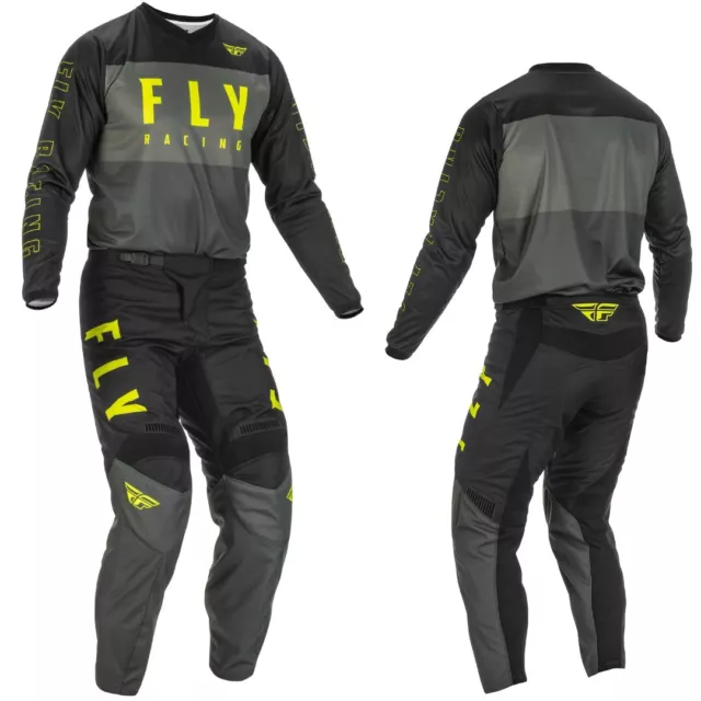 Fly F-16 YOUTH MX Kit Combo Grey/Black/Hi-Vis - 26" Pant Youth X-Large Shirt