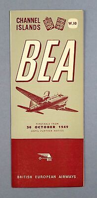 Bea British European Airways Channel Islands Airline Timetable October 1949 W10
