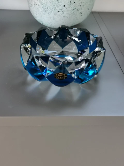 Cristallo San Louis Magnifico Portaoggetti Blu IN Ottimo Stato