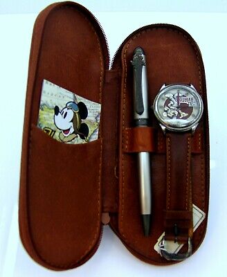 Mickey Mouse "The Aviator" Ltd Ed Watch & Pen Set In Case! NEVER WORN! - Ca 1990