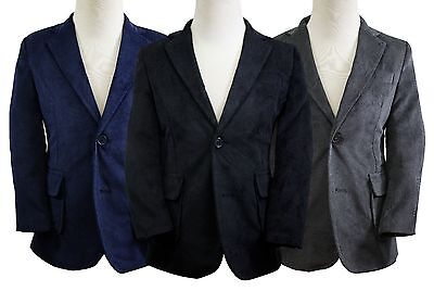 Toddlers Boys Corduroy Blazer Jacket Elbow Patches 2T-14 Black Navy Charcoal
