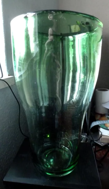 IKEA designer MARIA VINKA Hand Blown Handmade Heavy Green Glass Vase 31cm