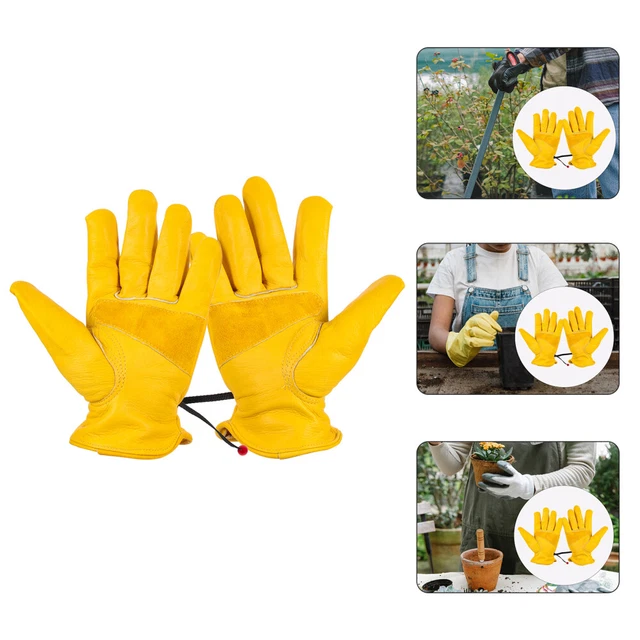 Gants De Jardinage Résistants Travail En Peau Vache Plein Air Robustes
