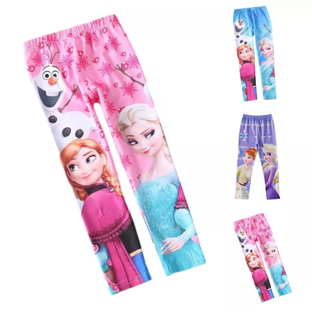 Children Girls Characters Full Length Soft Leggings Long Pants Kids Trousers