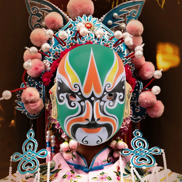 Maschera da opera cinese, maschera da opera, oggetti di scena, spettacolo teatrale,